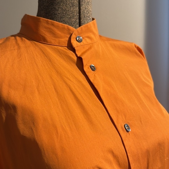 ESKANDAR Indigo Orange STAND COLLAR SHIRT Button-Up (1) O/S - Picture 6 of 6